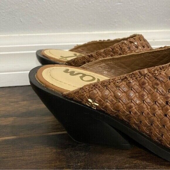 Sam Edelman Karlin Cognac Clog Woven Slip-on Slide Mule Leather Sandals Size 8 • - Picture 3 of 10